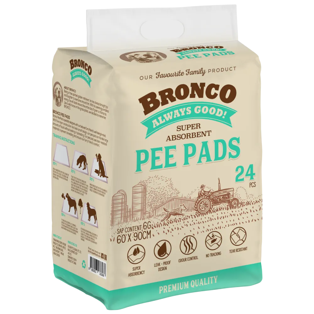 Bronco Super Absorbent Pee Pads 24pcs (60 x 90cm) dog training treats training clicker crate training set travel bowl portable water bottle