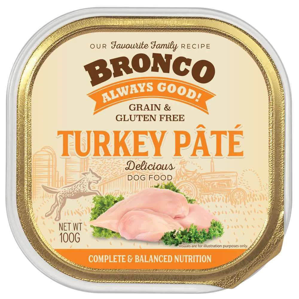 Bronco Turkey Pate Adult Grain-Free Tray Dog Food 100g dog toys interactive dog toy plush dog toy dog rope toy squeaky toy