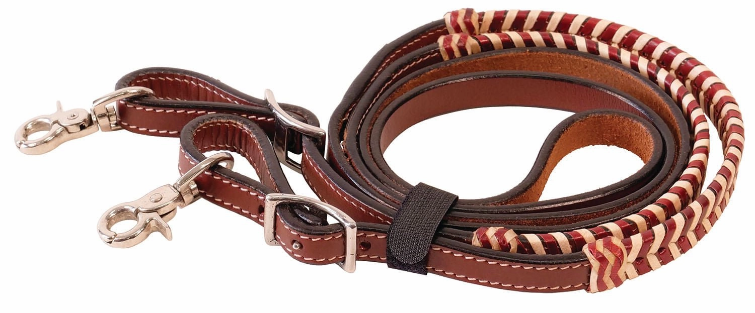Brown Rawhide Laced Roping Rein, 7' cat fur care cat grooming tools cat deshedding brush cat bath kit cat nail trimmer