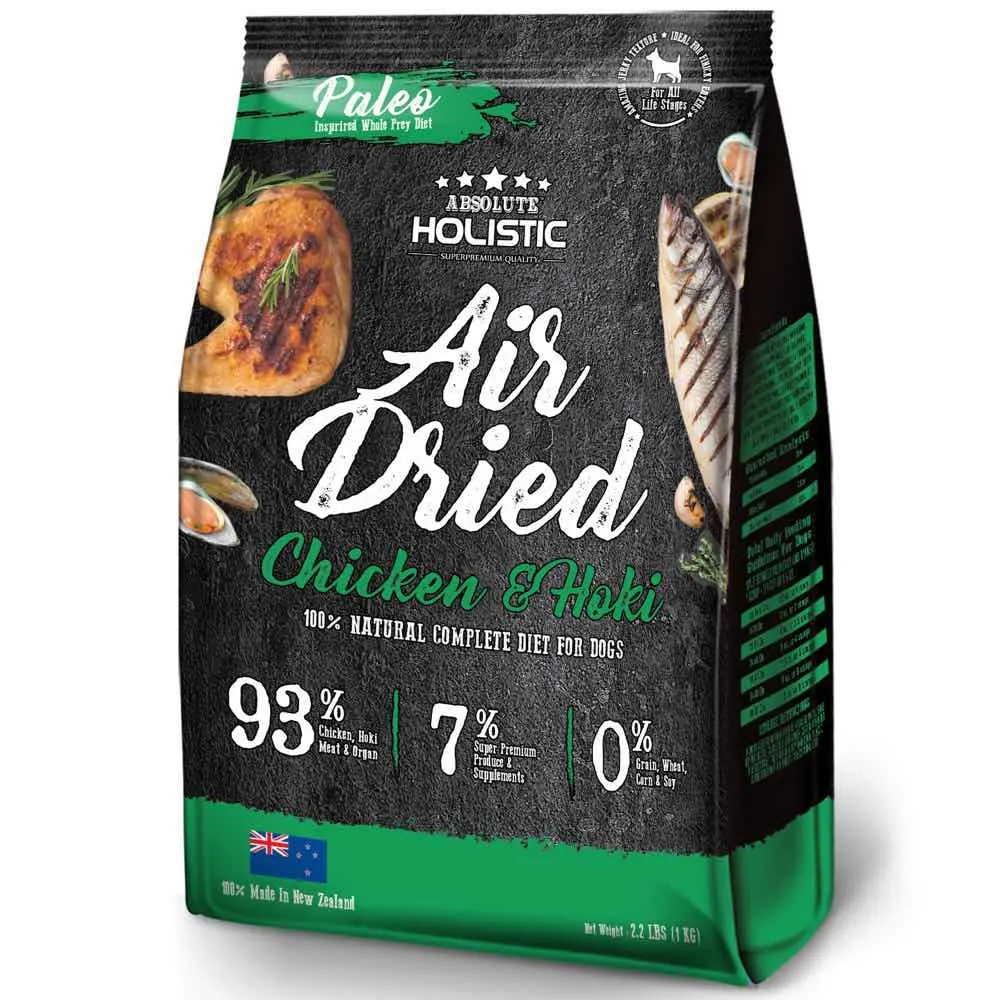 'BUNDLE DEAL': Absolute Holistic Air Dried Chicken & Hoki Dog Food 1kg dog supplies dog food toys accessories dog bed