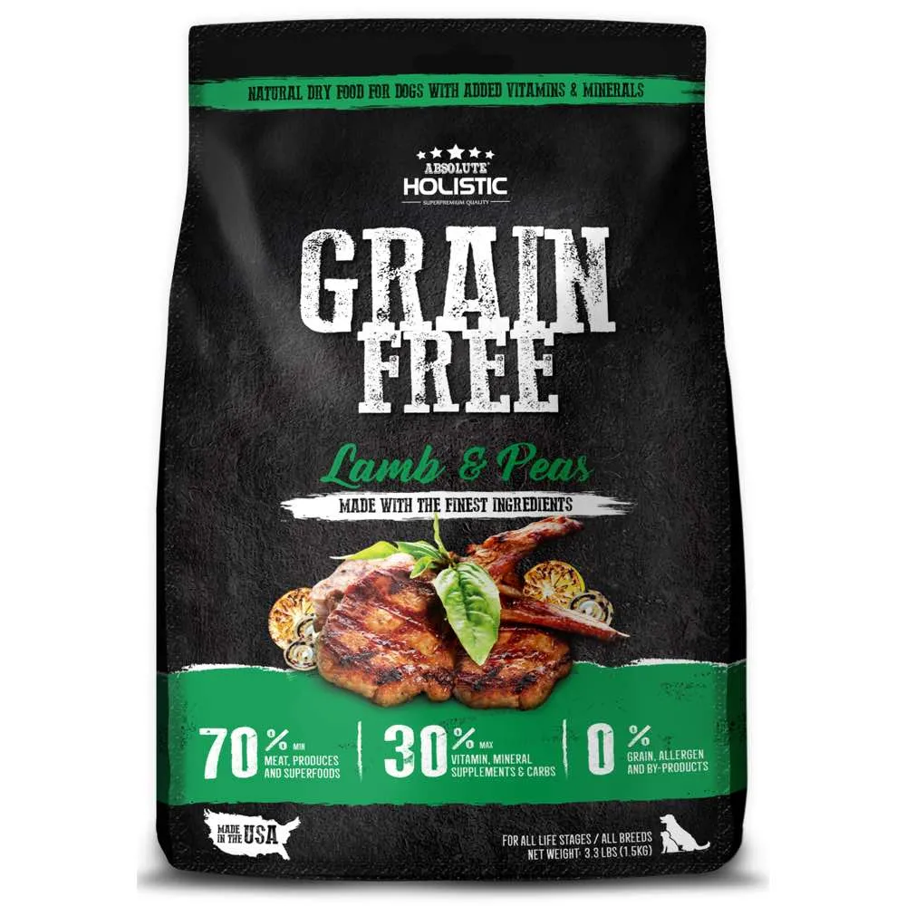BUNDLE DEAL: Absolute Holistic Lamb & Peas Grain-Free Dry Dog Food freeze dried dog treats dog freeze snacks raw dog treat dehydrated dog food meat dog snack