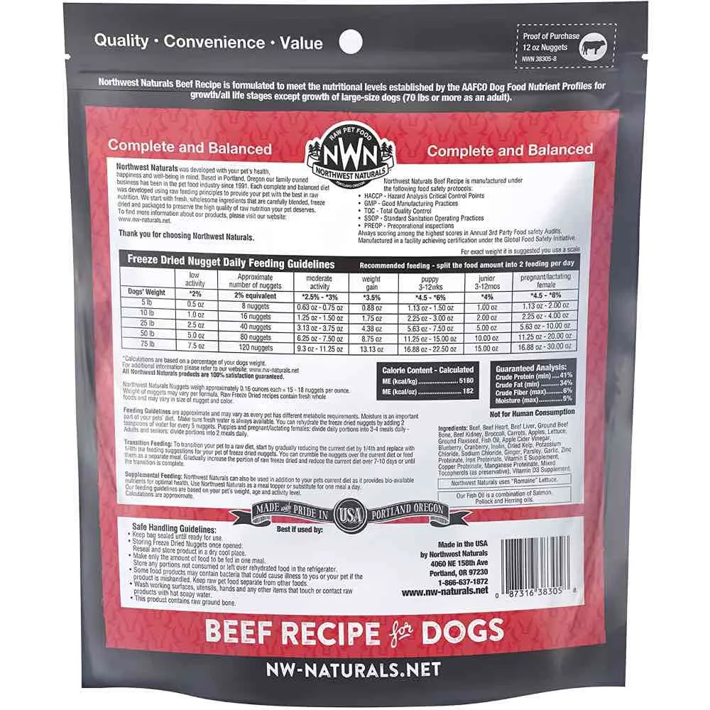 'BUNDLE DEAL': Northwest Naturals Beef Freeze Dried Raw Diet Dog Food