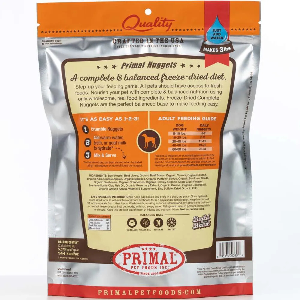 'BUNDLE DEAL': Primal Beef Formula Grain-Free Freeze-Dried Dog Food 14oz