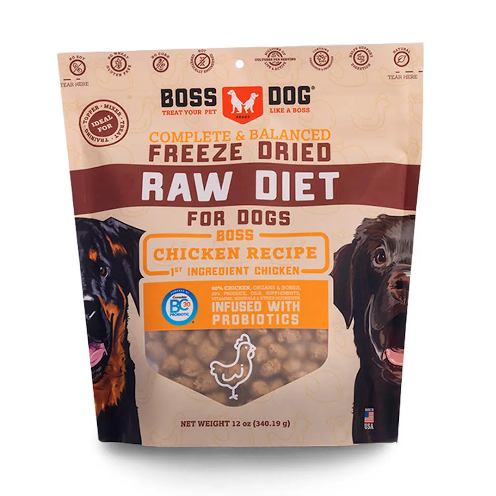 'BUNDLE DEAL w FREE FD TREATS': Boss Dog Chicken Grain-Free Freeze-Dried Raw Dog Food 12oz horse supplement horse vitamins animal probiotics livestock digestive aid horse immune booster