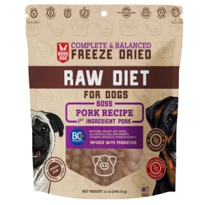 'BUNDLE DEAL w FREE FD TREATS': Boss Dog Pork Grain-Free Freeze-Dried Raw Dog Food 12oz dog grooming shampoo collar crate feeding supplies