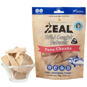 'BUNDLE DEAL': Zeal Wild Caught Naturals Tuna Chunks Grain-Free Treats For Cats & Dogs 70g dog grooming shampoo collar crate feeding supplies