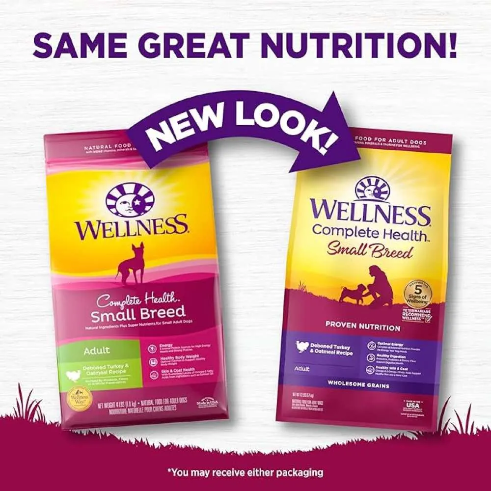 'BUNDLE DEAL/FREE FD TREATS': Wellness Complete Health Small Breed Adult Turkey & Oatmeal Dry Dog Food