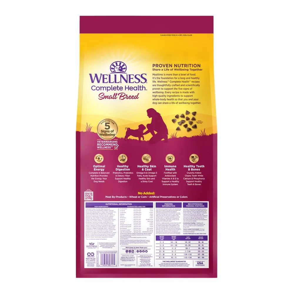 'BUNDLE DEAL/FREE FD TREATS': Wellness Complete Health Small Breed Adult Turkey & Oatmeal Dry Dog Food