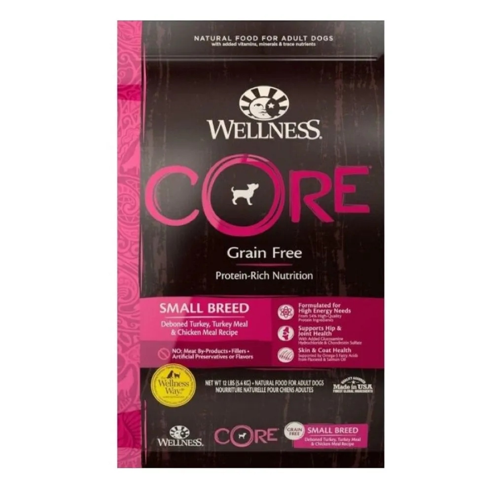 'BUNDLE DEAL/FREE FD TREATS': Wellness CORE Grain-Free Small Breed Adult Formula Dry Dog Food