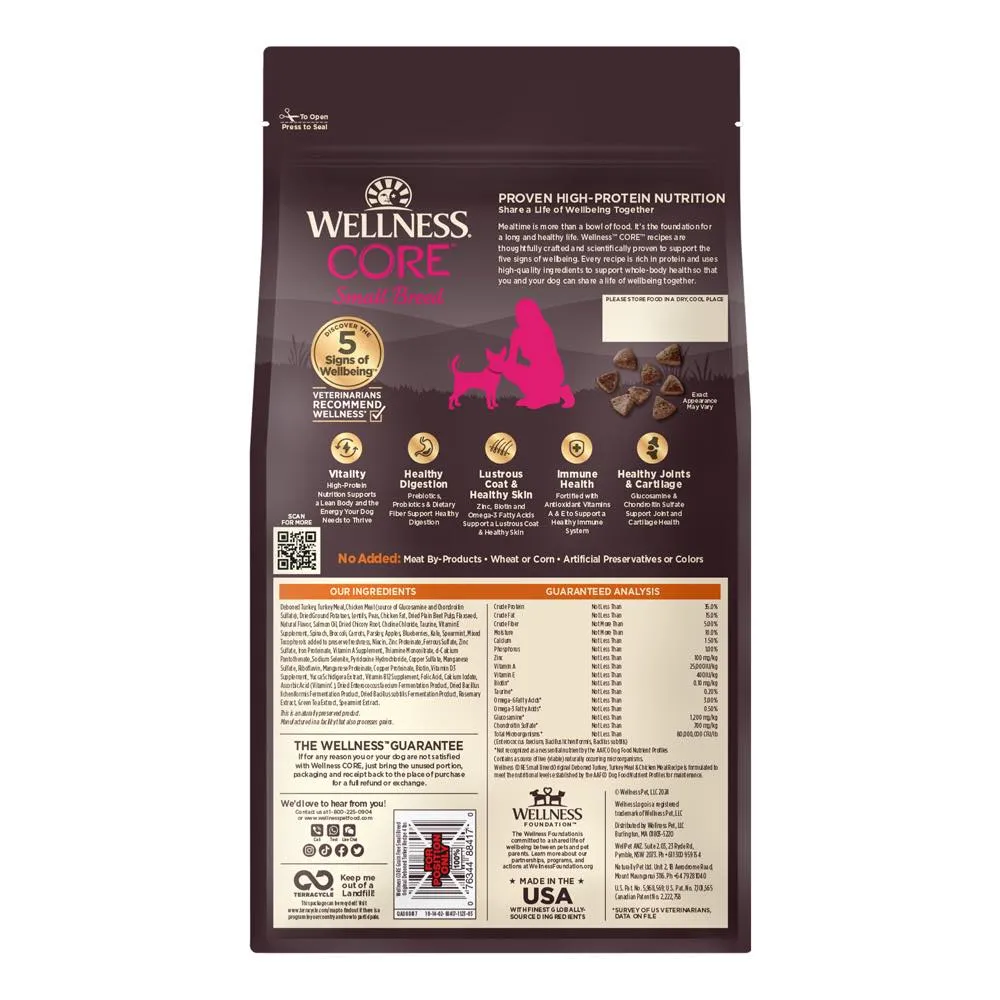 'BUNDLE DEAL/FREE FD TREATS': Wellness CORE Grain-Free Small Breed Adult Formula Dry Dog Food
