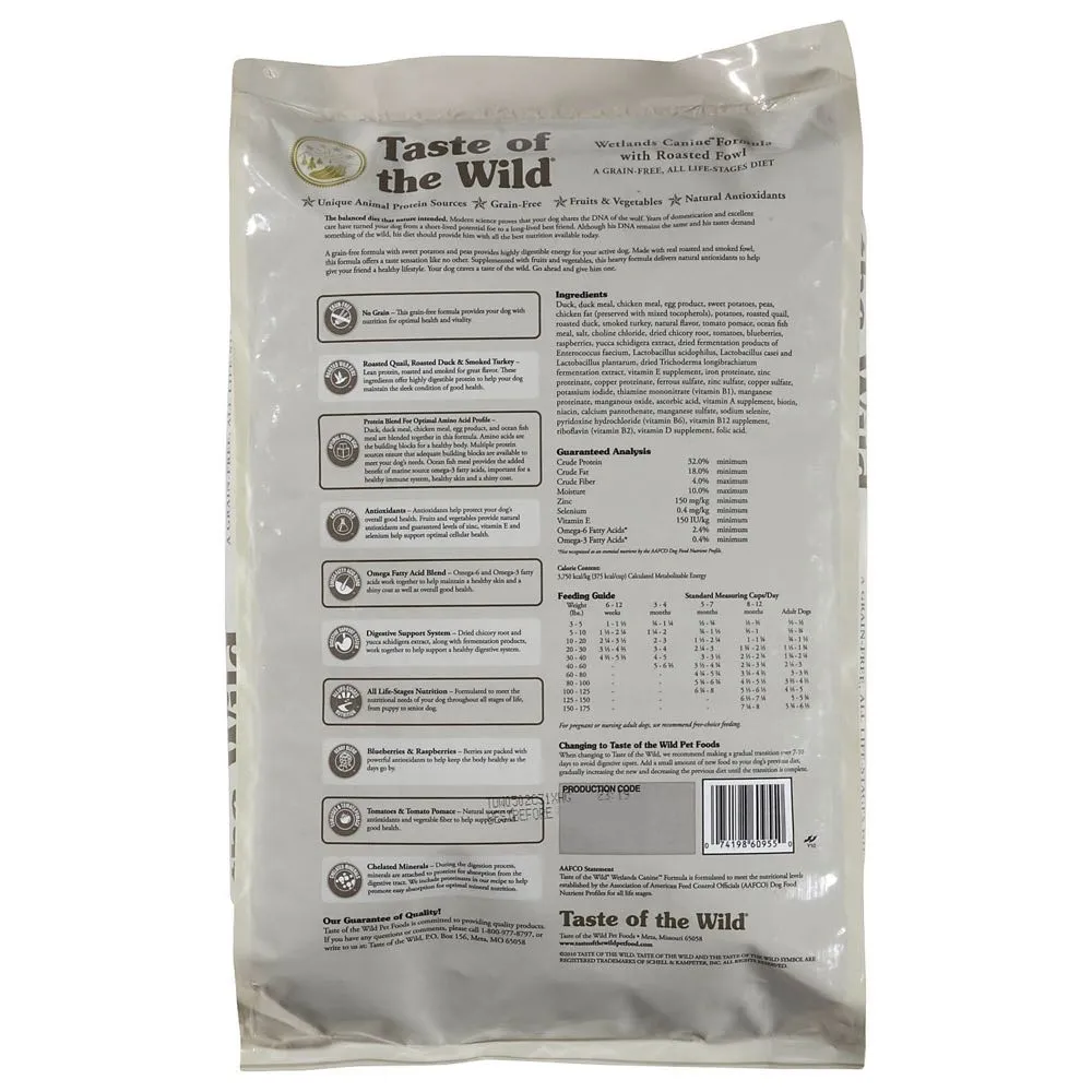 'BUNDLE DEAL/FREE TREAT': Taste of the Wild Wetlands with Roasted Fowl Grain Free Dry Dog Food