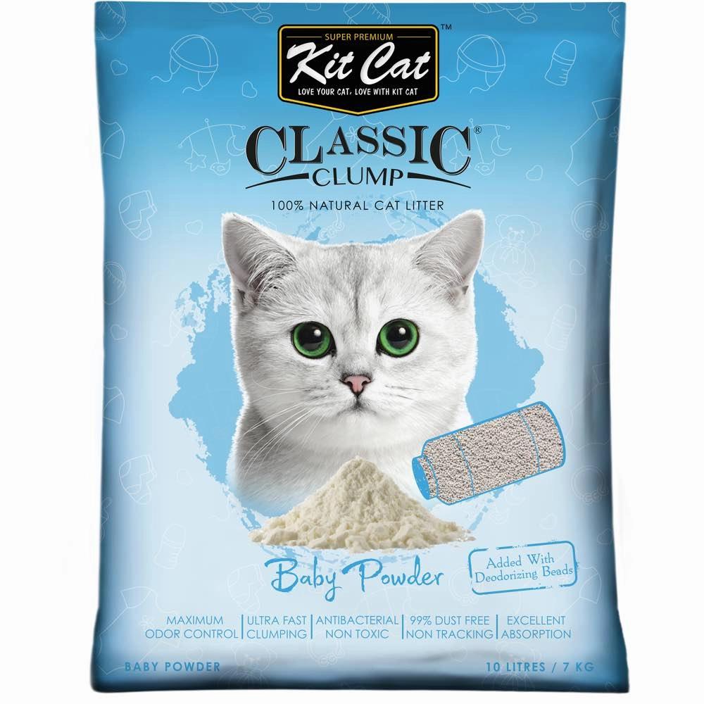 BUNDLE DEAL: Kit Cat Classic Clump Baby Powder Clay Cat Litter 10L pet health pet wellness pet pain relief pet probiotic pet calming