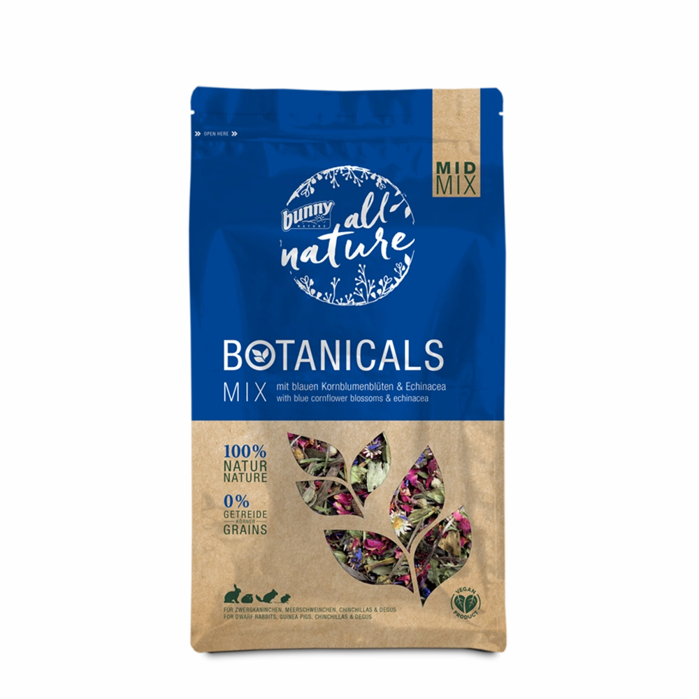 Bunny Nature Botanicals Mid Mix Blue Cornflower Blossoms & Echinacea 120g cat vitamins cat digestive aid cat immune support cat joint supplement cat skin supplement