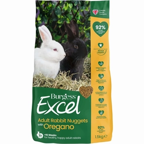 Burgess Excel Adult Rabbit Nuggets with Oregano 1.5kg cat vitamins cat digestive aid cat immune support cat joint supplement cat skin supplement