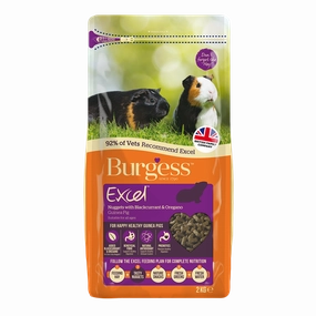 Burgess Excel Guinea Pig Nuggets with Blackcurrant & Oregano 2kg hamster food guinea pig food rabbit hay rodent treats mouse food