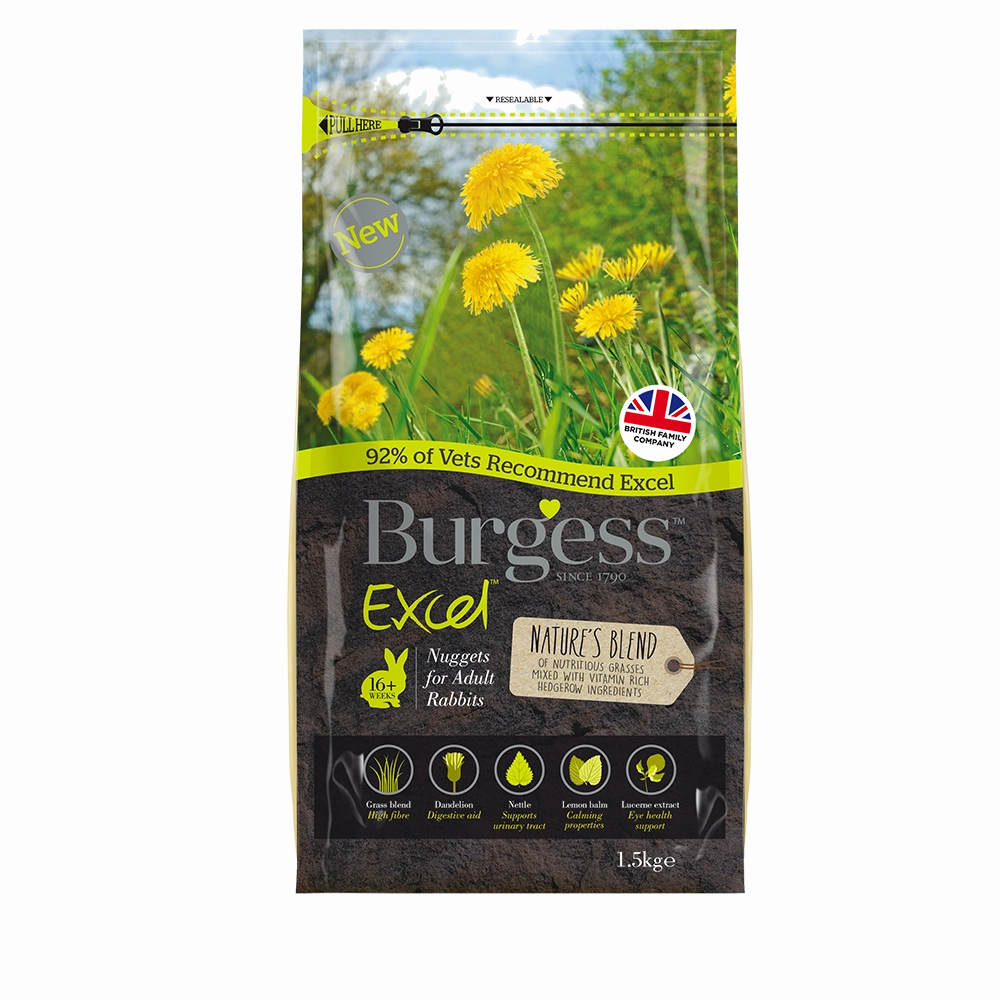 Burgess Excel Nature's Blend Nuggets for Adult Rabbits 1.5kg hamster food guinea pig food rabbit hay rodent treats mouse food