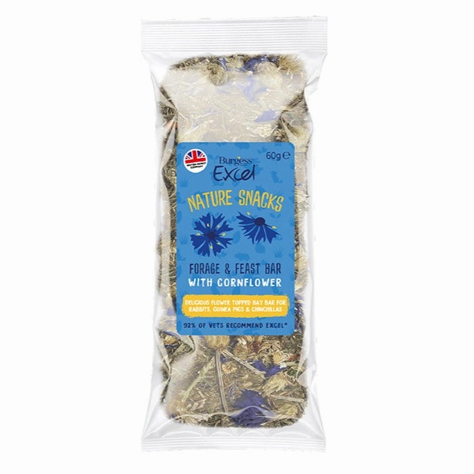Burgess Excel Nature Snacks Forage & Feast Bar with Cornflower 60g dog water fountain slow feeder automatic dog feeder gravity feeder dog food dispenser