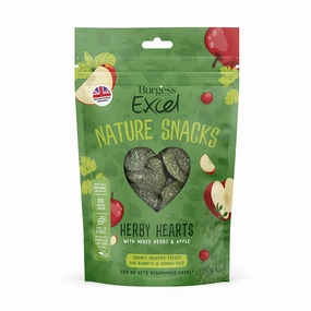 Burgess Excel Nature Snacks Herby Hearts with Mixed Herbs & Apple 60g kitten health kit kitten booster vitamins kid cat immune kitten digestion kitten omega 3