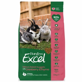 Burgess Excel Rabbit Mature Nuggets with Cranberry & Thyme 1.5kg hamster food guinea pig food rabbit hay rodent treats mouse food