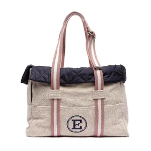 Canvas Bag And Navy Blue Dog Carrier dog bowtie leather collar dog charm dog party wear dog scarf set