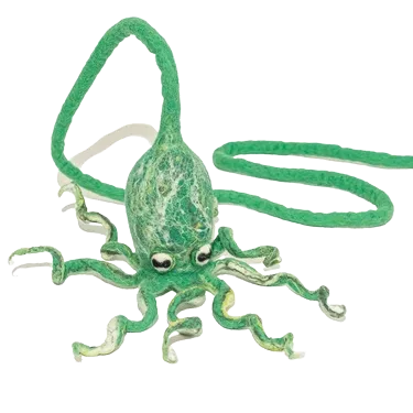 Cat In the Box LLC Wool Octopus Cat Toy W/ 4' Tether - Sea Kelp Green cat toys interactive cat toys cat teaser wand cat balls cat laser pointer