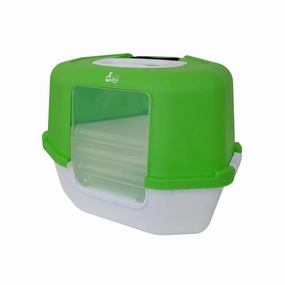 Cat Love Space Corner Hooded Cat Pan In Green kitten supplies kitten toys kitten food kitten litter box kitten bed