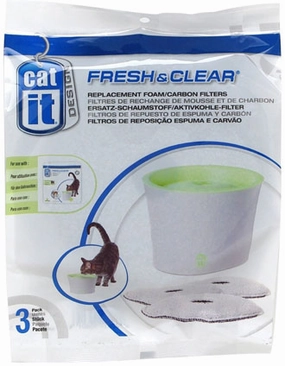 Catit Replacement 3 Pack Carbon & Foam Cartridge For Fresh & Clear Water Fountain kitten supplies kitten toys kitten food kitten litter box kitten bed