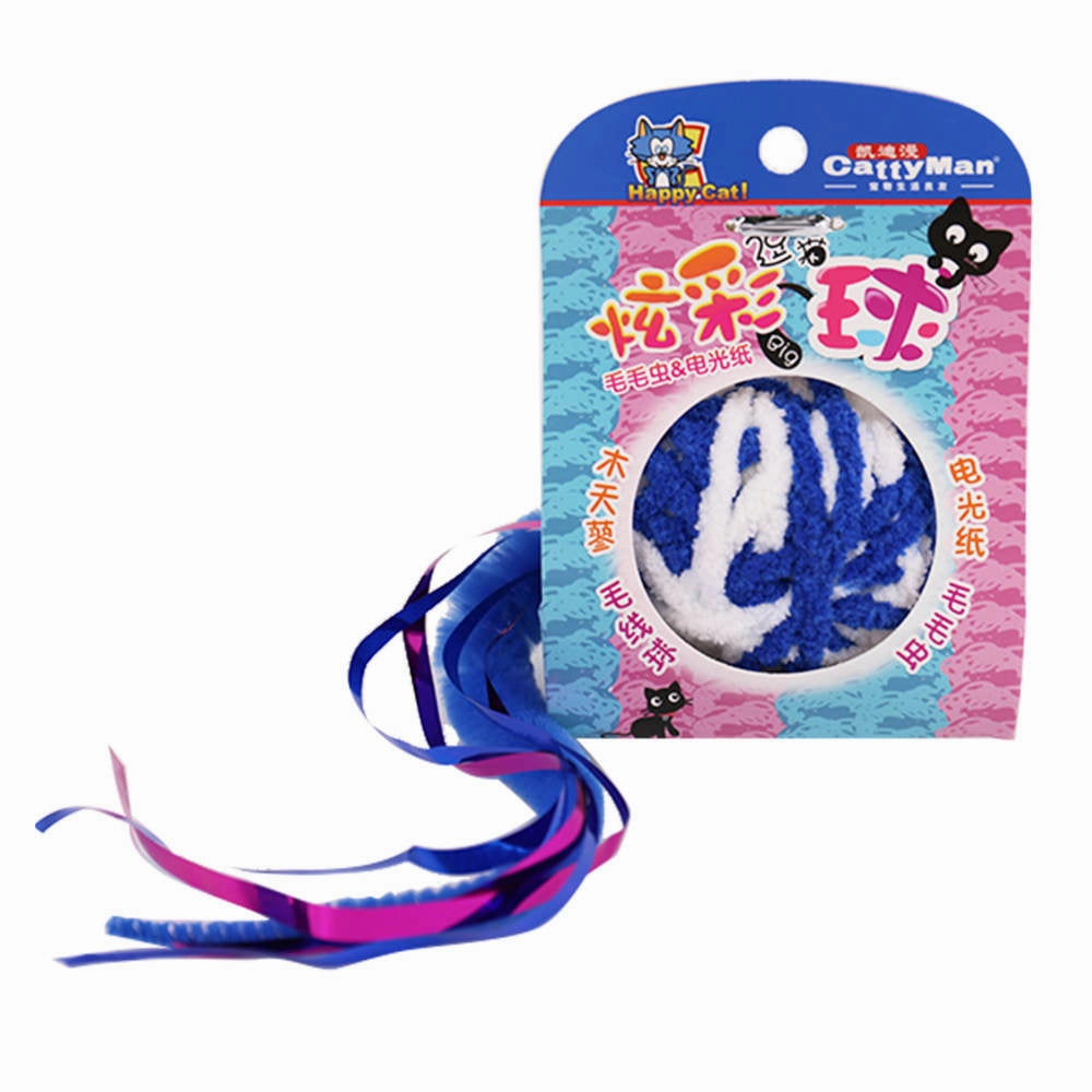 CattyMan Caddice Ball Iridescent Paper & Blue Tail Cat Toy cat leash cat bowtie cat hat cat bandana cat costume