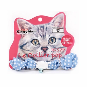CattyMan Le Collier Pop Cat Collar (Blue Checkered) cat leash cat bowtie cat hat cat bandana cat costume