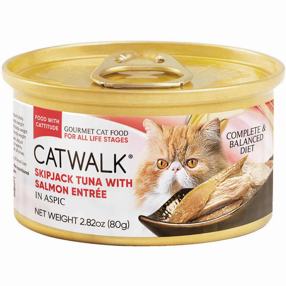 Catwalk Skipjack Tuna with Salmon Entree In Aspic Canned Cat Food 80g cat snacks catnip treats healthy cat food cat reward treats low calorie cat food
