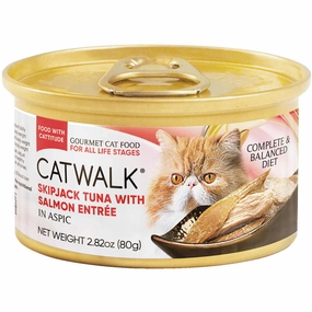 Catwalk Skipjack Tuna with Salmon Entree In Aspic Canned Cat Food 80g cat snacks catnip treats healthy cat food cat reward treats low calorie cat food