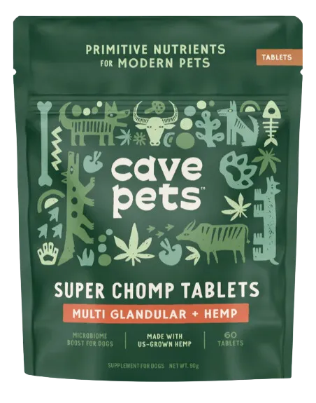 Cave Pets Multi Glandular   Hemp Super Chomp Tablets 60ct Pouch pig feed piglet nutrition pig food pellets pig vitamins pig treats