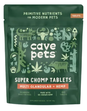 Cave Pets Multi Glandular   Hemp Super Chomp Tablets 60ct Pouch pig feed piglet nutrition pig food pellets pig vitamins pig treats