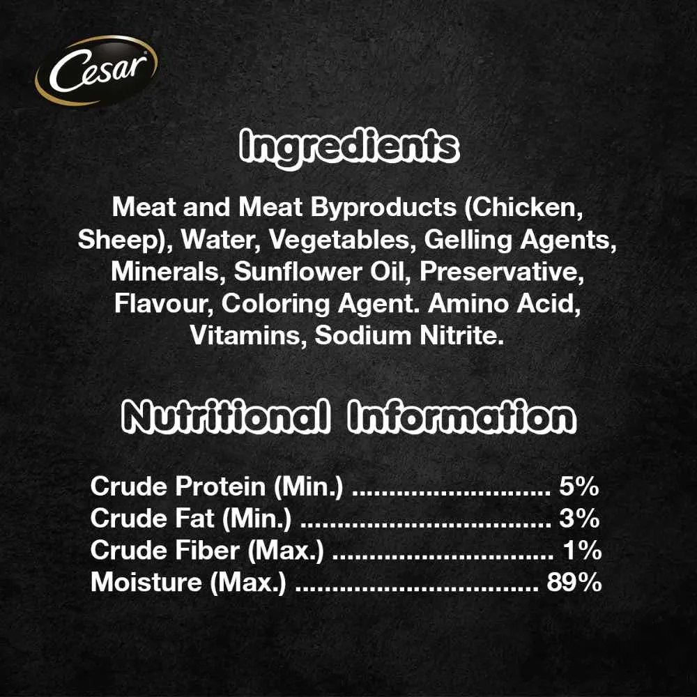 Cesar Tender Lamb with Country Vegetables Pate Tray Dog Food 100g