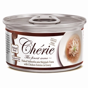 Cherie Flaked Yellowfin Mix Skipjack Tuna With Chicken Entres In Gravy Canned Cat Food 80g cat food cans soft cat food high protein cat food natural cat food senior cat food