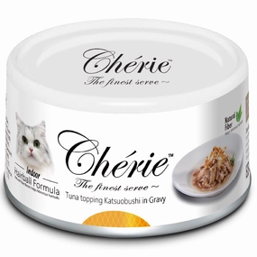 Cherie Hairball Formula Tuna Topping Katsuobushi In Gravy Canned Cat Food 80g dry cat food cat treats grain free cat food kitten treats cat dental treats