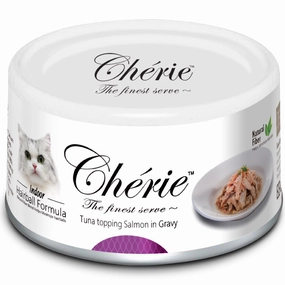 Cherie Hairball Formula Tuna Topping Salmon In Gravy Canned Cat Food 80g dry cat food cat treats grain free cat food kitten treats cat dental treats