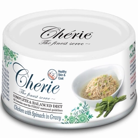 Cherie Healthy Skin & Coat Chicken With Spinach In Gravy Canned Cat Food 80g cat food cans soft cat food high protein cat food natural cat food senior cat food