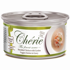 Cherie Shredded Chicken With Garden Veggies Entrees In Gravy Canned Cat Food 80g cat food cans soft cat food high protein cat food natural cat food senior cat food