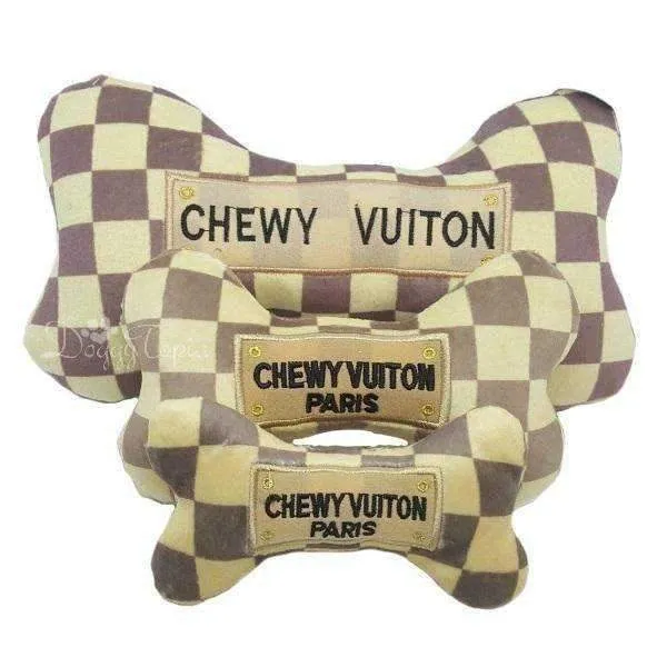 Chewy Vuiton Checker Bone Dog Toy dog toys indestructible dog toys dog tug toys dog plush chew resistant toy