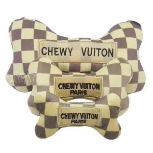 Chewy Vuiton Checker Bone Dog Toy dog toys indestructible dog toys dog tug toys dog plush chew resistant toy