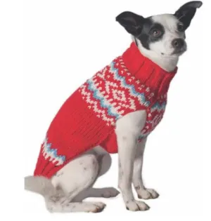 Chilly Dog Red Nordic Sweater dog accessories dog collar dog leash dog bowtie dog backpack