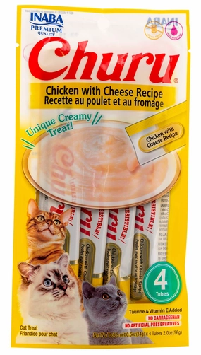 Churu Chicken with Cheese Puree Lickable Cat Treat, 4 pk cat grooming cat shampoo cat conditioner cat comb cat grooming glove