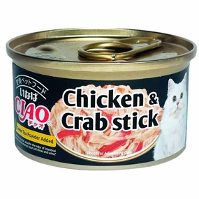 Ciao White Meat Chicken Fillet & Crabstick In Jelly Canned Cat Food 75g natural cat food soft cat treats freeze dried cat food organic cat treats indoor cat food