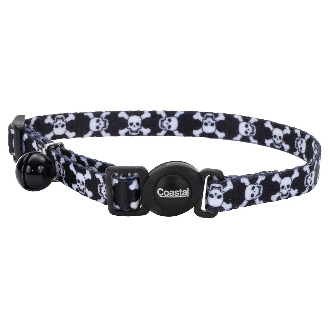 Coastal Safe Cat Adjustable Fashion Breakaway Collar for Cats Black Skulls cat treats toys for cats cat hair remover cat cleaning supplies cat food bowl