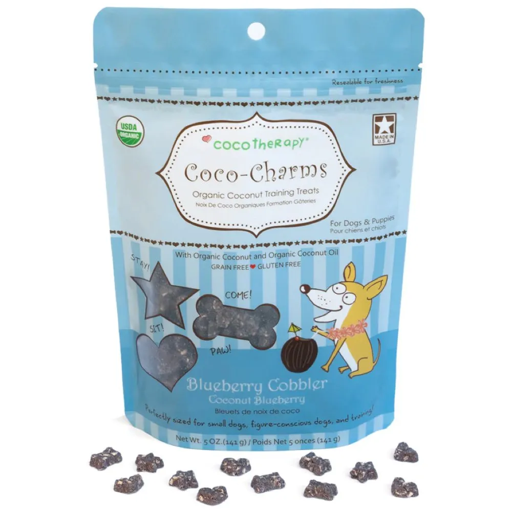 CocoTherapy Coco-Charms Organic Coconut Blueberry Cobbler Training Grain-Free Dog Treats 5oz dog supplies dog food toys accessories dog bed