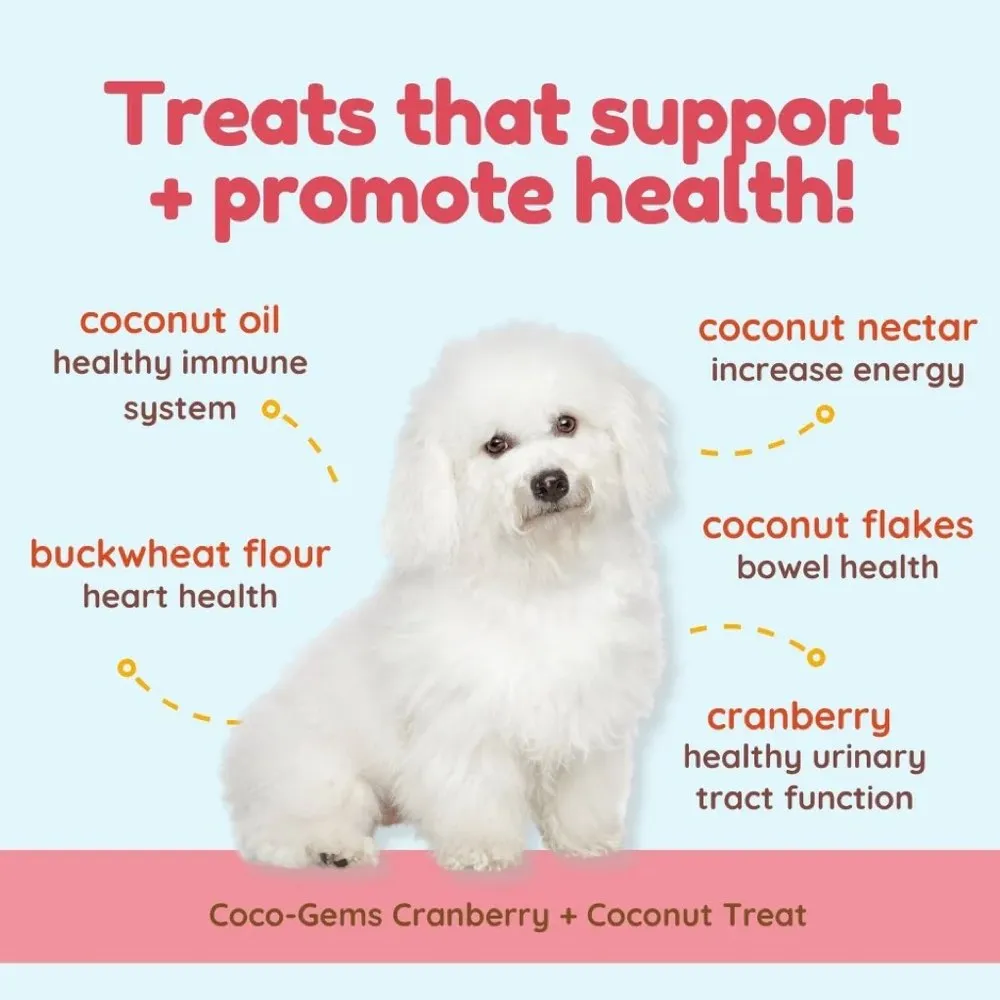 CocoTherapy Coco-Gems Cranberry   Coconut Organic Grain-Free Dog Treats 5oz