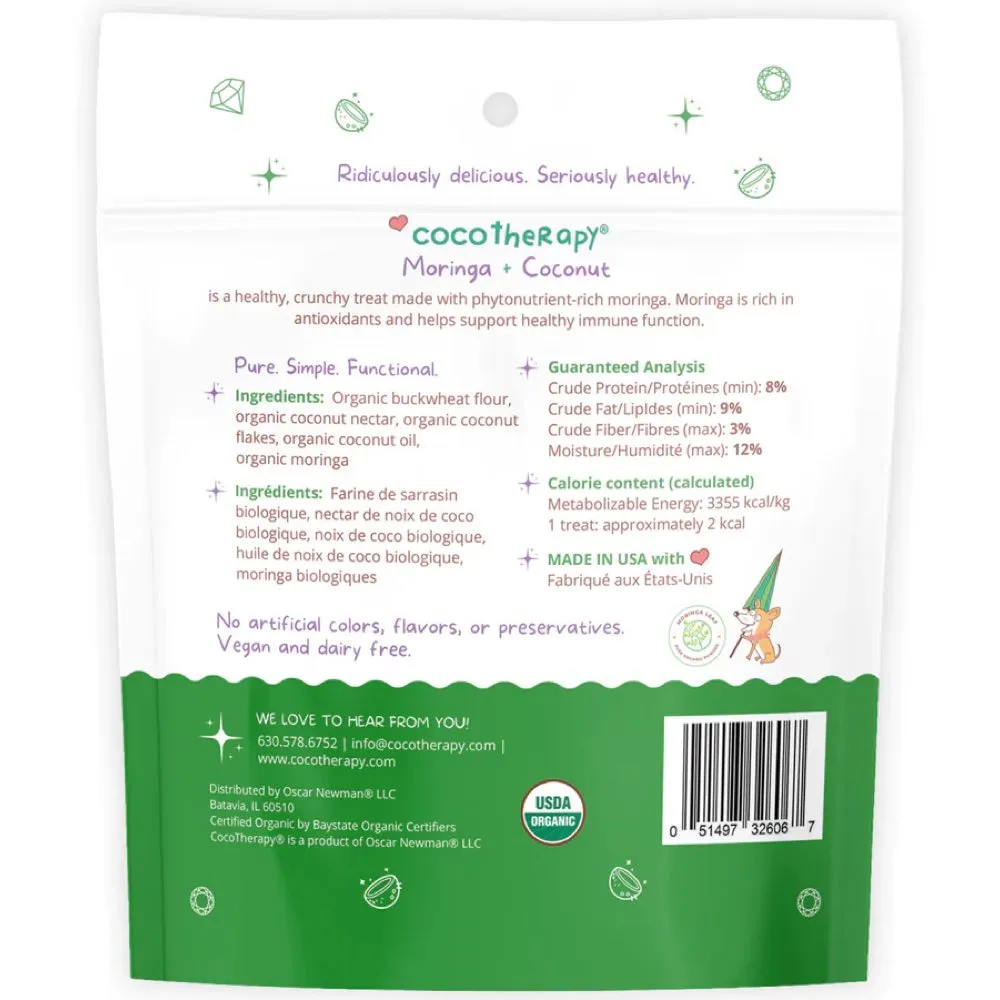 CocoTherapy Coco-Gems Moringa   Coconut Organic Grain-Free Dog Treats 5oz