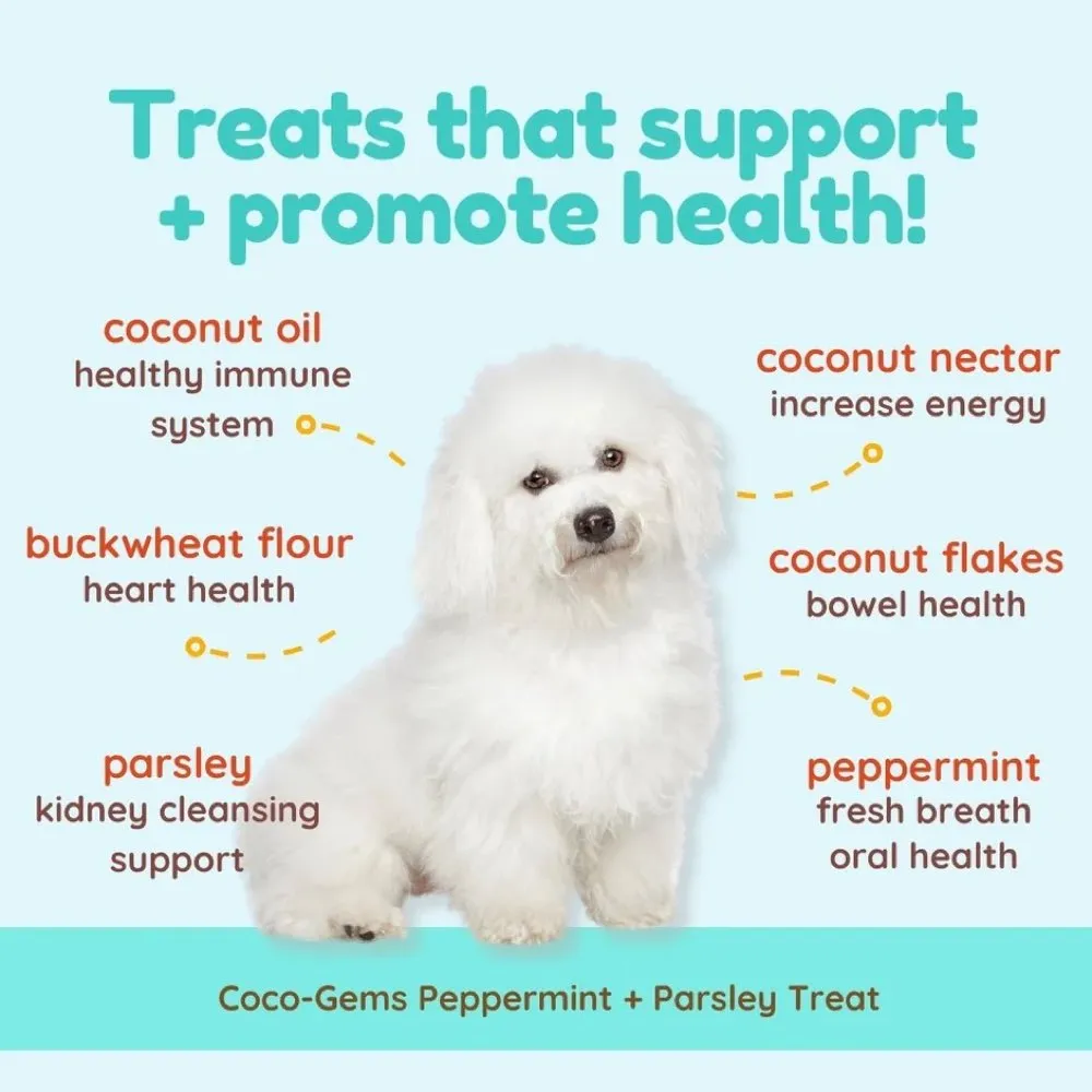 CocoTherapy Coco-Gems Peppermint   Parsley   Coconut Organic Grain-Free Dog Treats 5oz