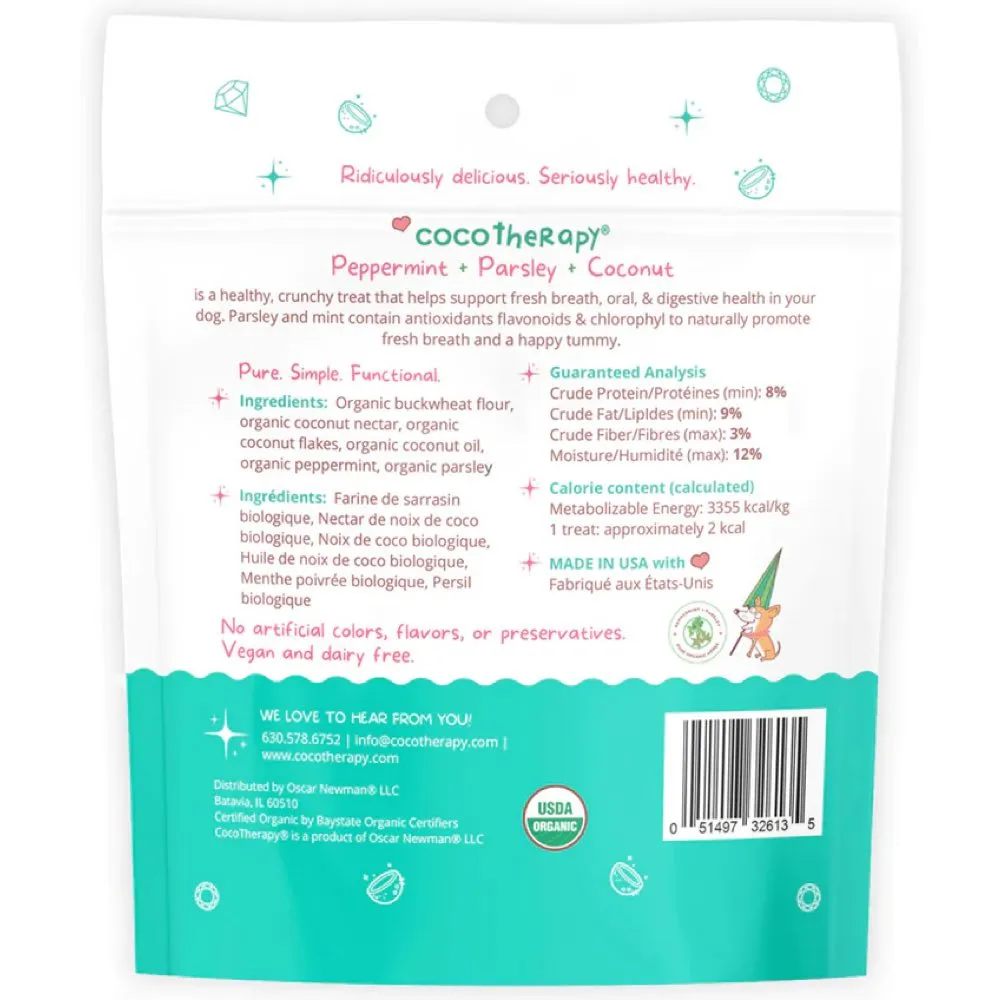 CocoTherapy Coco-Gems Peppermint   Parsley   Coconut Organic Grain-Free Dog Treats 5oz